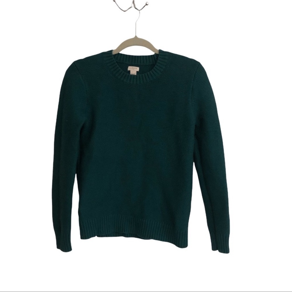 j crew green classic crewneck sweater
